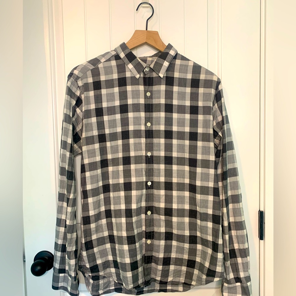 THEORY- men’s long sleevebutton up -Zack PS Sterlington- plaid Size Large-
